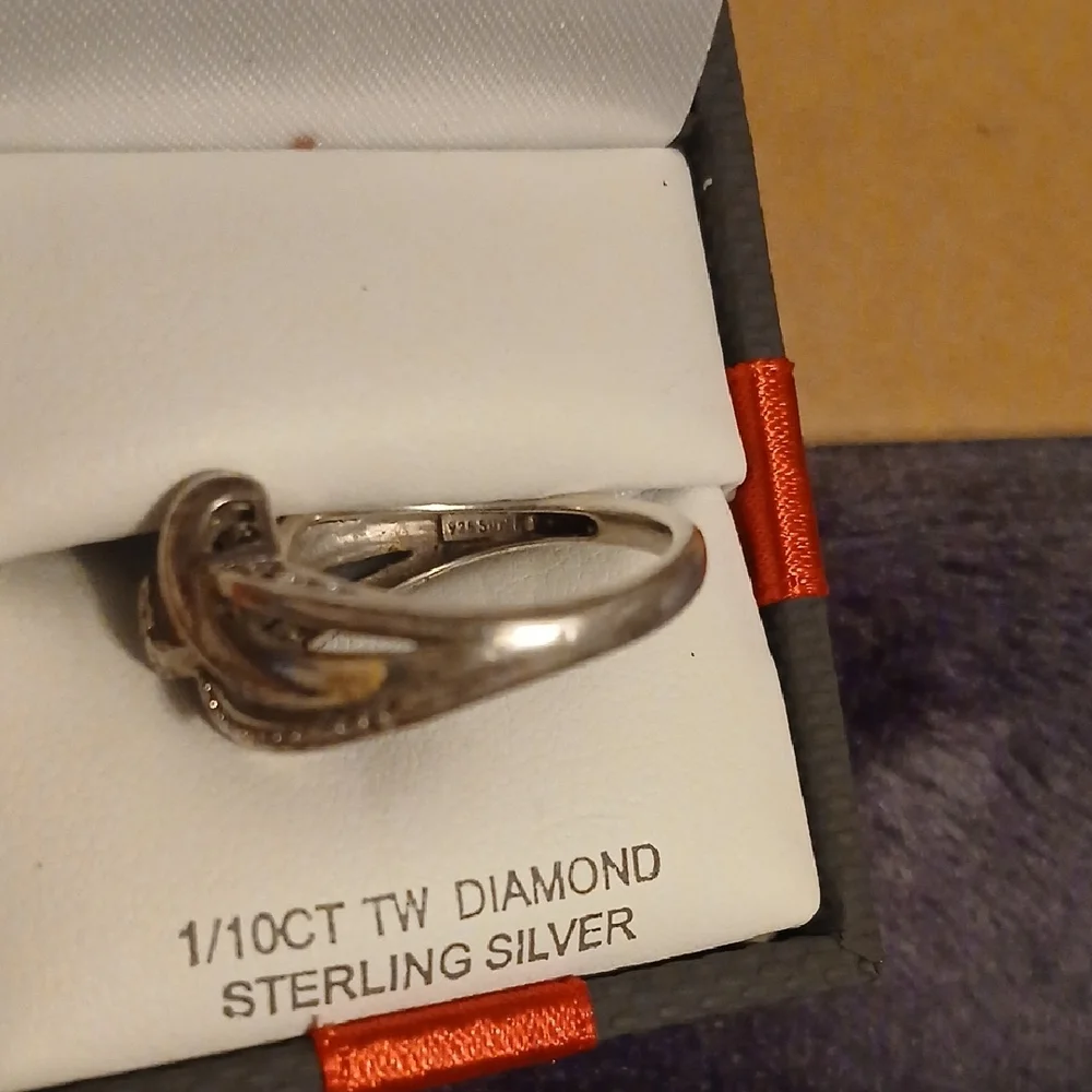 Sterling Silver 1/10CT TW Diamond Ring Size 7